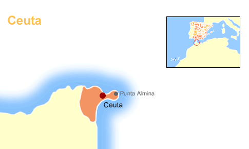 Map of the autonomous City of Ceuta