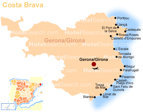 Map of the Costa Brava