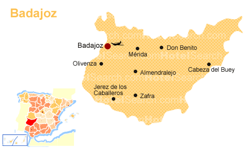 Landkarte von Badajoz