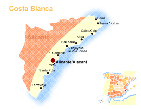 コスタ・ブランカの地図