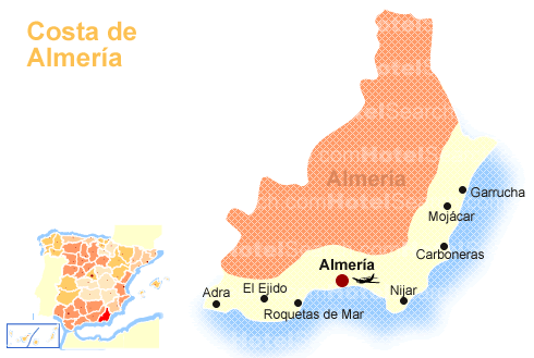 Carte de la Côte d'Almería