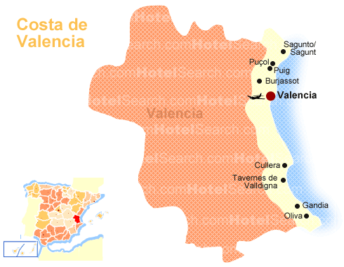 Map of the Costa de Valencia