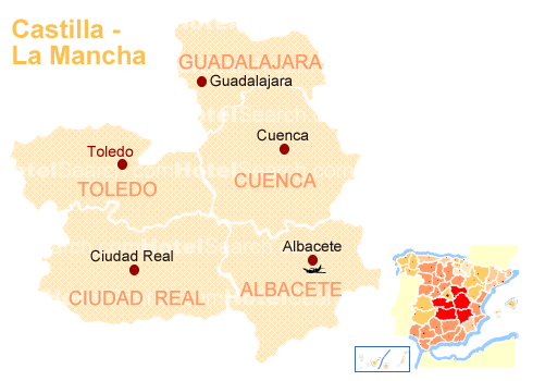 Map of Castile - La Mancha