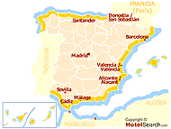 Landkarte von spanischen Küsten